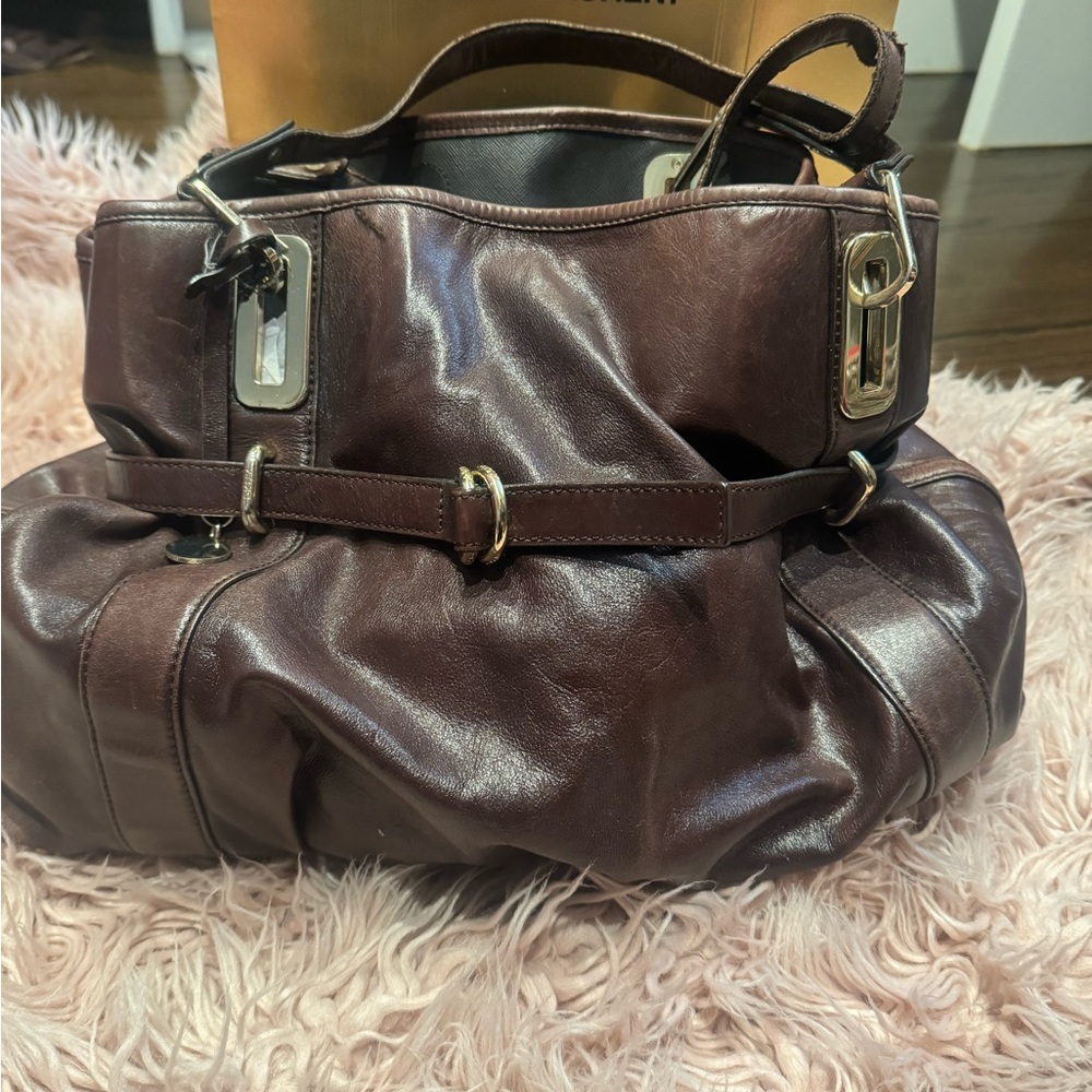 DKNY brown leather shoulder bag